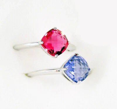 Swarovski SS LEA Pair of Rings PINK & PURPLE (Small/52/6) -1047374 New