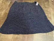 Talbots Skirt Womens Size 14 P Petite Blue Polka Dots Silk