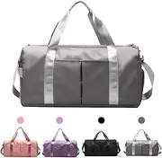 MECOS Sport Gym Bag with Dry Wet Separated and Shoes Compartment Lightweight Handbag Yoga Bag, Travelling Bag for Men Women with Adjustable Strap, Large Capacity Fitness Bag (Gray)