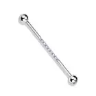Piercing Industrial Ear Steel Line Rhinestones Aurore Borealis