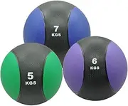 5kg + 6kg + 7kg Commercial Rubber Medicine Ball Set / Gym Fitness Exercise Ball