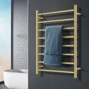 ACA 8 Bars Round Heated Towel Rail Rack Warmer Wall Mounted Stainless Steel Brushed Yellow Gold SAA