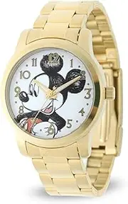 [Disney] Mickey Mouse Adult Casual Sport Analog Quartz Watch, Gold, Classic Sports Watch