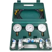 Hydraulic Pressure Gauge Kit Excavator Hydraulic Kit Pressure Meauring Device with 6 Test Couplings 3 Pressure Gauges 3 Test Hose for Excavator Construction ry