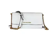 MICHAEL KORS JET SET ITEM LARGE WALLET ON A CHAIN CROSSBODY BAG MK OPTIC WHITE