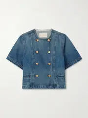 [Ulla Johnson] Ulla Johnson - Serge Double-breasted Denim Jacket - Mid denim - small small Blue