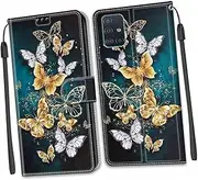 LRXIYODE Cards Slot Design TPU Phone Case with Wrist Strap Painted Wallet Protector for Fall Shockproof Flexible Stand Easy Access to Ports and Cameras