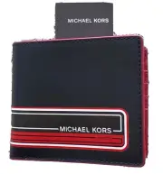 Michael Kors Kent Black Crimson Red Billfold Wallet NEW