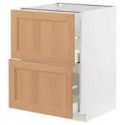 METOD / MAXIMERA base cb 2 fronts/2 high drawers, white/Vedhamn oak, 60x60x80 cm