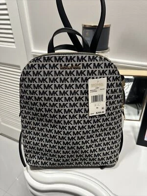 NWT MICHAEL KORS Cindy Large Backpack MK Logo Black $298