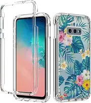 sidande Case for Galaxy S10E 5.8" Case, Samsung S10E Case for Girls, Full Body Shockproof Clear Floral Soft Flexible TPU Slim Phone Protective Armor Cover for Samsung Galaxy S10E (Flowers & Leaves)