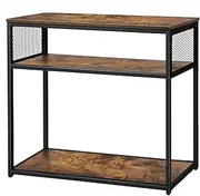 ALFORDSON Console Table Side Table with 3 Tiers Shelves Industrial Style, Vintage Center End Table, Storage Shelves Furniture for Hallway, Living Room, Doorway, Adjustable Feet, 80kg Capacity, Brown