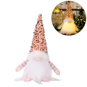 Nevenka Christmas Faceless Gnome Doll Ornaments with Lights Sequins Decor-Pink