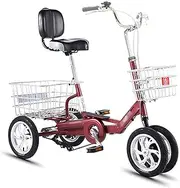 Tricycle for Adults, 4 Wheel Cruiser Bike 12/14in Adult Tricycle Adjustable Backrest with Large Basket for Recreation Shopping Picnics Exercise Men's Women's