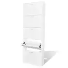 Wooden Shoe Cabinet With 5 Compartments - White