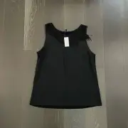 Banana Republic Top Womens Medium Black Sleeveless Fringe Casual Mom
