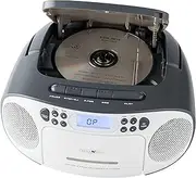 Reflexion CD Player with Cassette and Radio for Mains and Battery Operation (PLL FM Radio, LCD Display, AUX Input, Headphone Jack), White/Grey, RCR2260