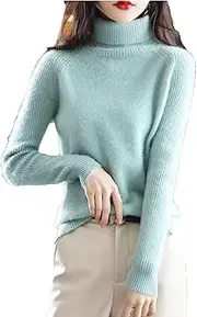 [Hamthuit] Women Turtleneck Long Sleeve Office Pullover Jumper Women's High Neck Knitted Pullover Loose Warm Sweater