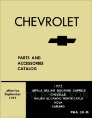 1972 Illustrated Master Parts Book El Camino Chevelle Monte Carlo Camaro Nova