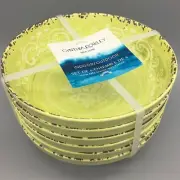 x6 Cynthia Rowley Green Melamine Salad Bowl Set Medallion Tuscan Swirl Rustic