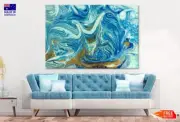 Blue & Gold Marble Abstract Wall Canvas Home Decor Australian Made Quality