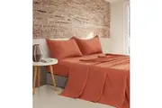 Vintage Washed Microfibre Sheet Set with 1 Pillowcase - Terracotta - Single