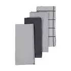 4 Pack Tea Towels Black And Grey Terry Linear Soft Absorb Kitchen Dish Au*