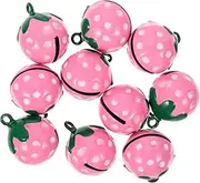 Hohopeti 10Pcs Bell Pendant Strawberry Shaped for Pet Collars Accessories for Dogs and Cats for Personalizing Bags and Keychains