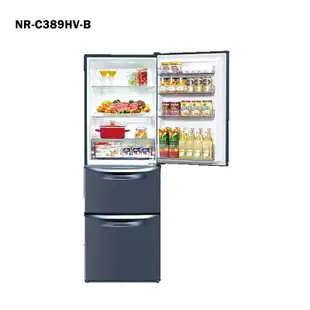 【Panasonic 國際牌】 【NR-C389HV-B】385公升三門鋼板電冰箱-皇家藍(含標準安裝)