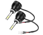 2Pcs 880/881 Cob Led Headlight 80W 6000K White 4-Sides Headlamp With Cooling Fan