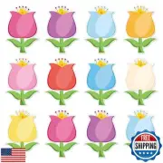Whaline 45Pcs Spring Tulip Floral Cutouts Colorful Flower Shape Paper Cut Out