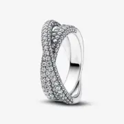 Crystal Criss Cross Ring 925 Sterling Silver Ring