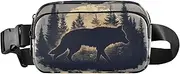 [XYMZR] Wolf39s Silent Hunt Fanny Pack Hip Bag Belt Bag for Women Man Fashion Waist Pack Water-repellent Crossbody Bag for Halloween Costumes Running Hiking Jogging Travel Sport, Multi-colored, one size