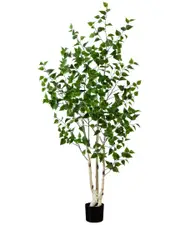 Nearly Natural 6ft Artificial Birch Tree with Real Touch Leaves