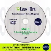 Linux Mint 22 Wilma MATE Edition Live CD Bootable DISC Linux OS x86 64bit