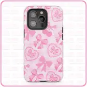 Coquette Cherries (Gingham Pink) iPhone Case Tough Pro 13 Max 16 15 14 MagSafe