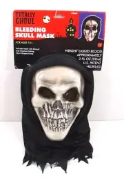 New Totally Ghoul Bleeding Skull Mask Halloween Costume Kmart NOS Decoration