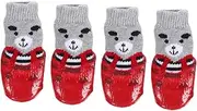 Parliky 4pcs Dog Socks Waterproof Pet Paw Protectors for Outdoor Breathable Cotton Socks Non-Slip Sole Washable Reusable for Puppies Cats