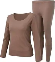 [Generic] Brain Briefs Womens Two-Piece Suit Long Sleeve O Neck Blouse Thermal Underwear Soft and Warm Top and Pants Set Workout Apparel