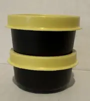 Tupperware SMIDGET Containers Bumblebee Black with Yellow Lids Rare Set of 2