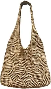 [QBNOVA] Crochet Mesh Beach Tote Bag, Beach Tote Bag Aesthetic Coconut Girl Aesthetic,Lunch Bag, Knit Bag, Shoulder Bag and Laptop Tote in One for Women Girl Travel, Shopping and Vacation.