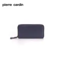 在飛比找PChome24h購物優惠-pierre cardin 壓紋雙層拉鍊長夾-藍