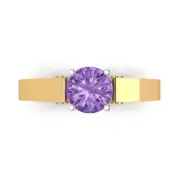 1.7 Round Alexandrite Gem Promise statement Bridal Wedding Ring 14k 2 tone Gold