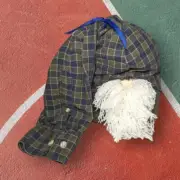 GNOME Plush HANDMADE Good Luck Beanbag Green Plaid Shirt Self Sitting