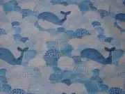 Whales Blue Flannelette Cotton Fitted Cot Sheet Handmade