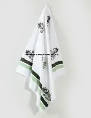Indian Hand Block Print Soft Waffle Cotton Bath Towel Handmade Floral Yoga Towel