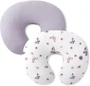 Little Grape Land Nursing Pillow Covers 2 Pack for Baby, Soft 100% Cotton Covers for Breastfeeding Pillows, Breathable Muslin Purple Butterfly Nursing Pillow Cases Fit Standard Nursing Pillows