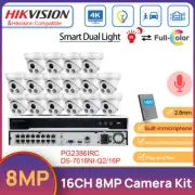 Hikvision 4K 16CH NVR MIC 4K IR ColorVu Dual Light Camera CCTV System Plug Play