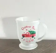 Christmas Tree Farm Frosted Mug Cup Old Red Truck 14.6 oz Coffee Cocoa Tea