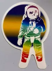 Astronaut & Planet Sticker Rainbow Colors Decal Colorful Spaceman Suit Small Sz